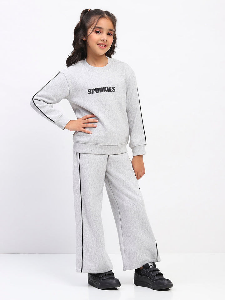 Girls Grey Long Sleeve Sweatshirt Set