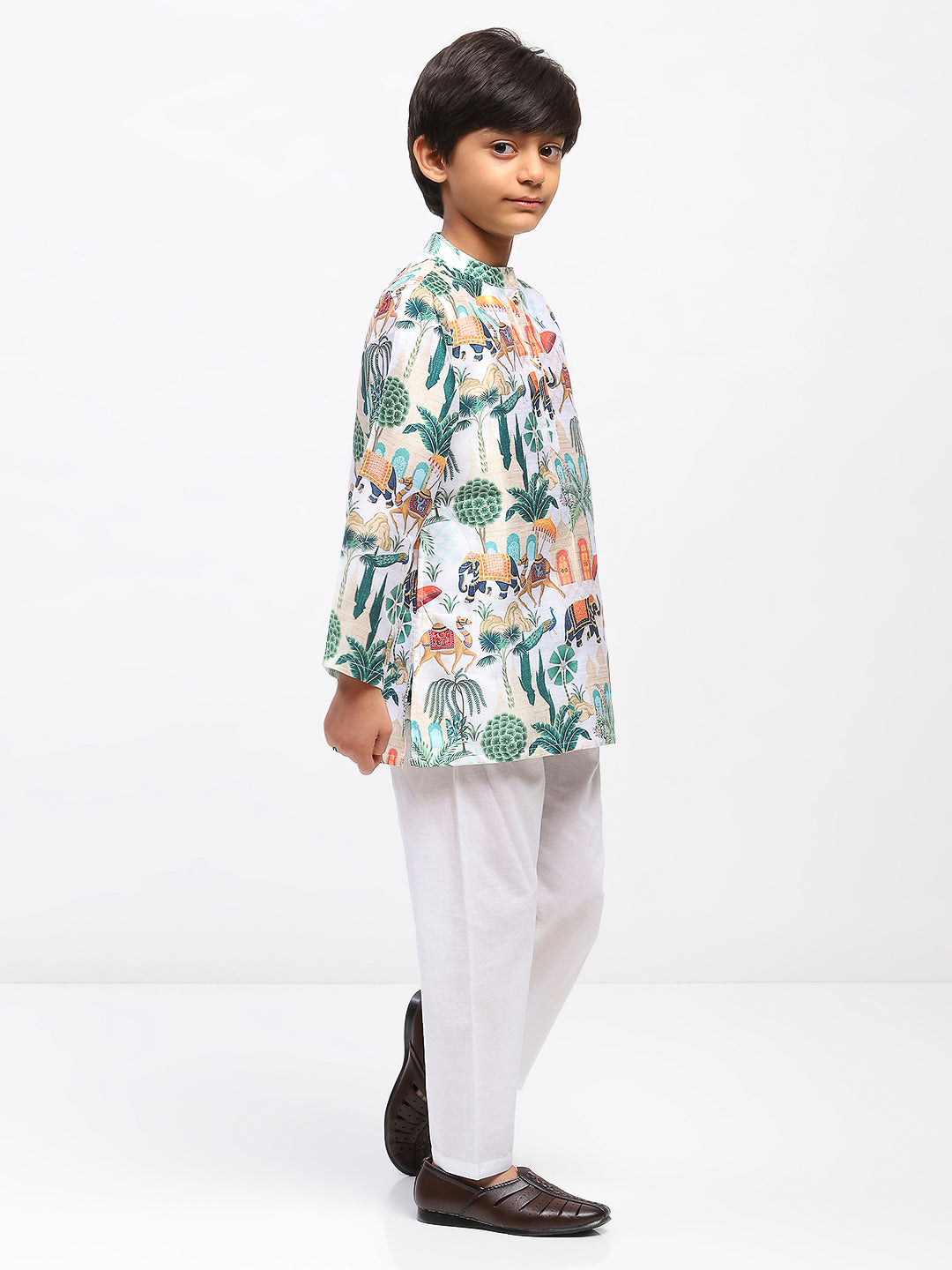 Boys Cotton Printed Ethnic Kurta Pajama Set