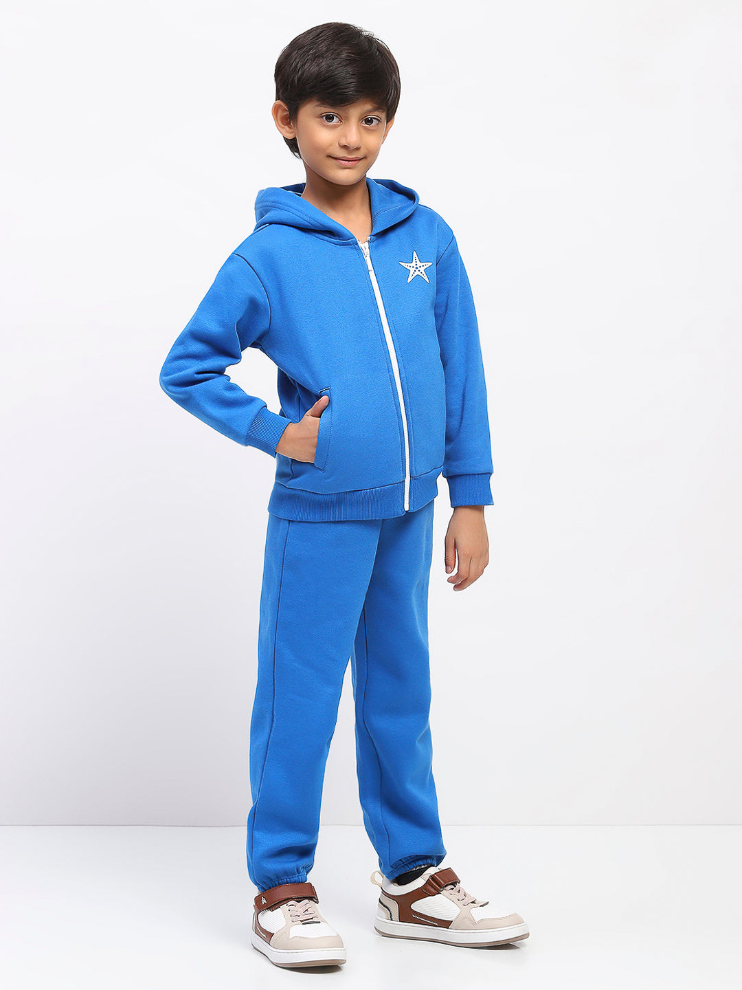 Boys Blue Long Sleeve Hoodies Sweatshirt Set