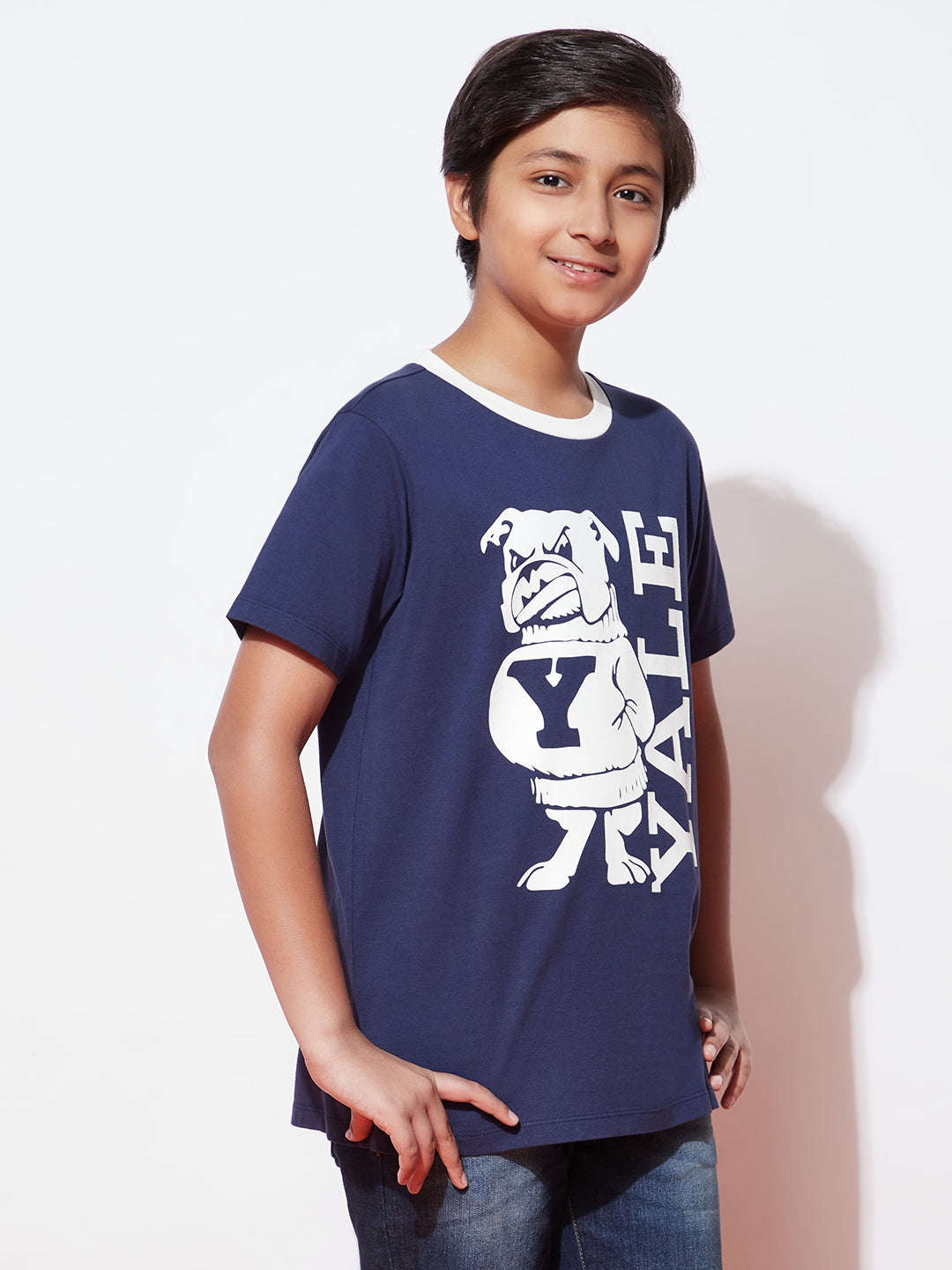 Teen Yale University Print Blue Regular Fit T-shirt