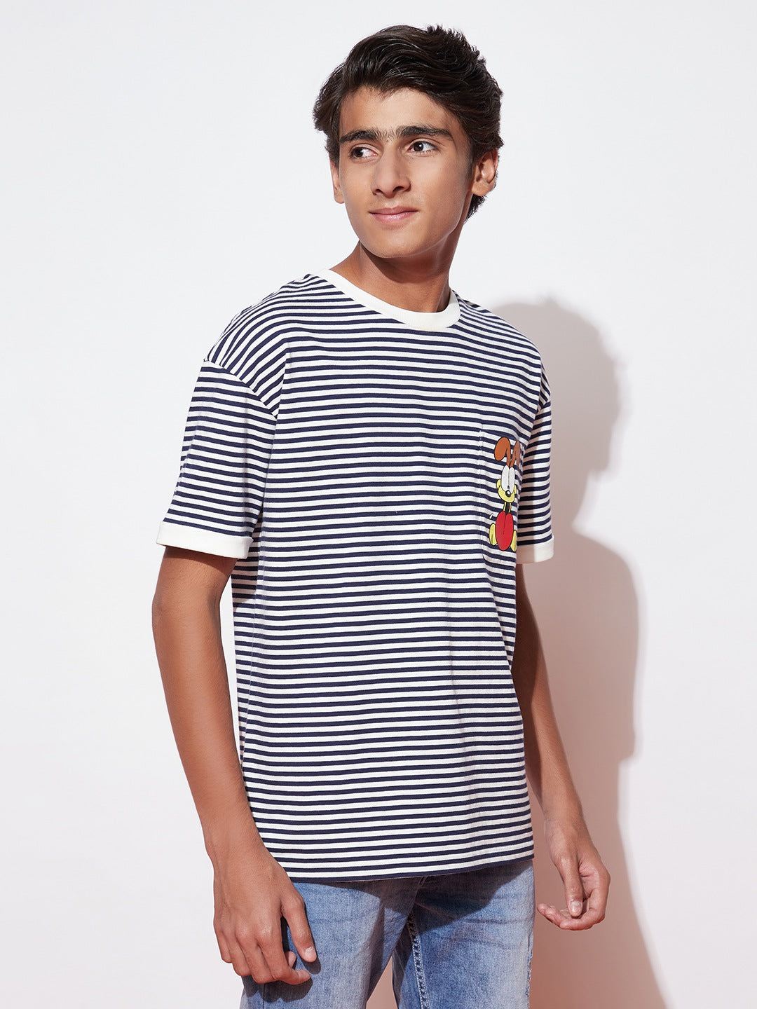 Teen Boy Garfield Striped Oversized T-Shirt