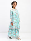 Girls Floral Print Ethnic Tiered  Kurta and Sharara Set