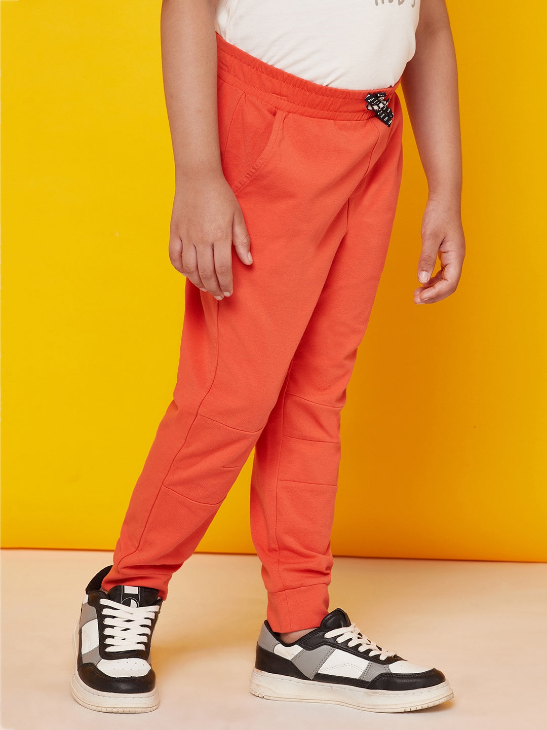 Red Stretched Joggers For Kid Boy's