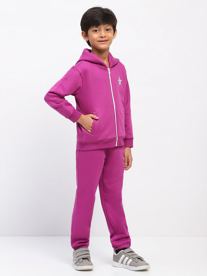 Boys Purple Long Sleeve Hoodies Sweatshirt Set