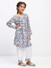 Girls Full Sleeve Paisley Print Ethnic Kurta and Bottom Set