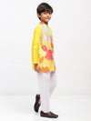 Boys Yellow Cotton Printed Ethnic Kurta Pajama Set
