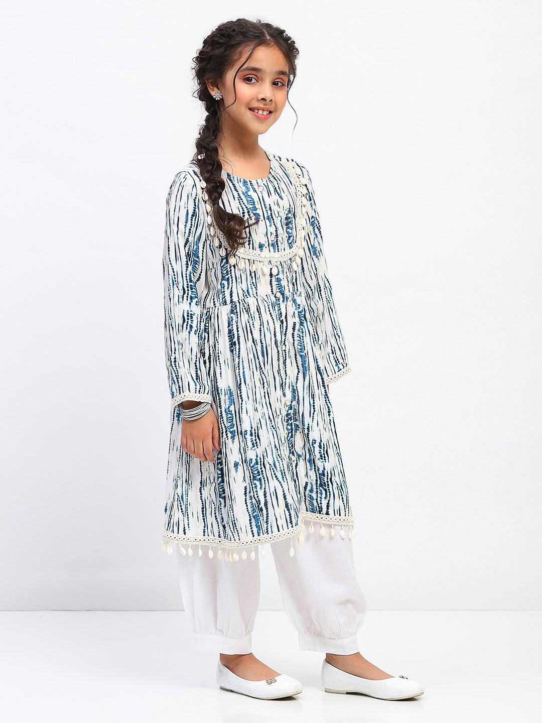 Girls Tie-Dye Print  Ethnic Kurta and Bottom Set