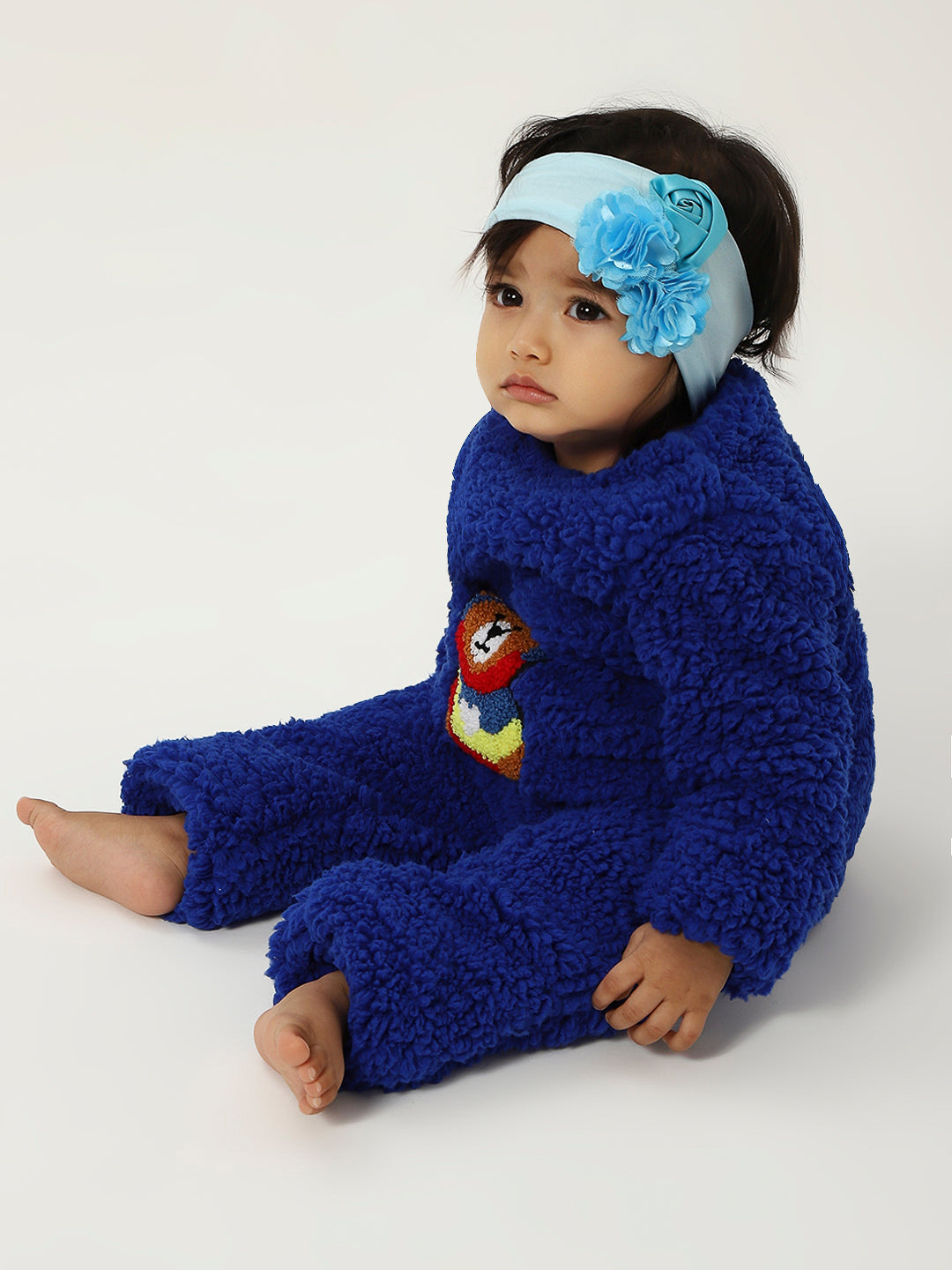 Blue Teddy Embroidered Winter Fleece Co-ord Set for Kids