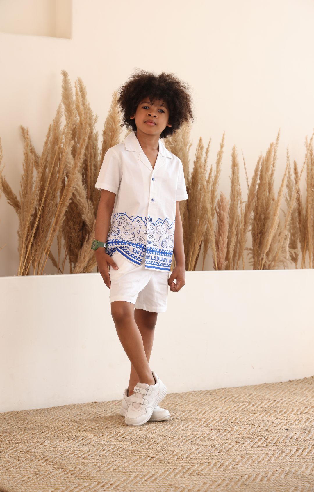 Spunkies Boys White Printed Co-ord Set