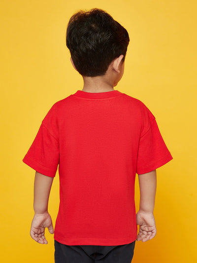 Kid Boys Red Paw Patrol Printed T-Shirt and Dark Blue Shorts Set!