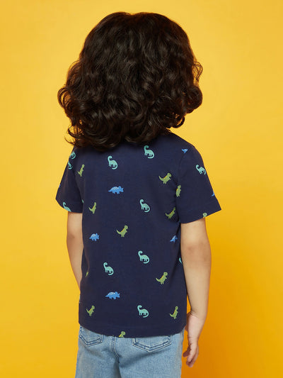 Kid Boys Collared Print T-Shirt and Shorts Set