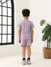 Spunkies Unisex Purple Solid Crew Neck Short Sleeves T-Shirt and Shorts Set