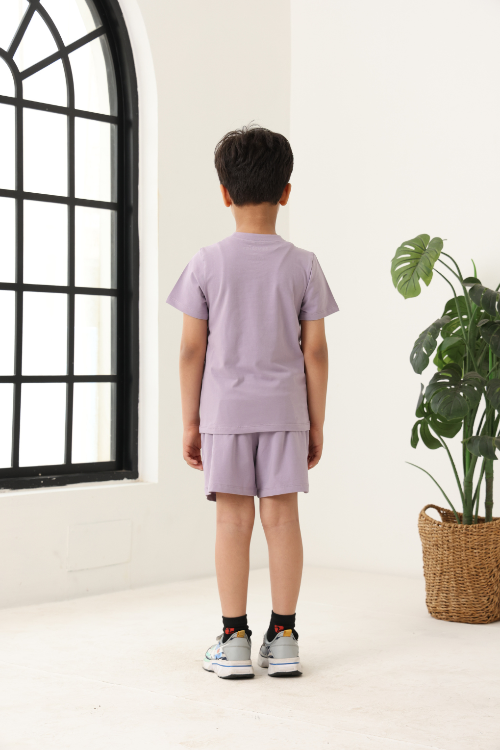 Spunkies Unisex Purple Solid Crew Neck Short Sleeves T-Shirt and Shorts Set