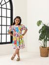 Girls' Multi Color Printed Dress