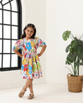 Girls' Multi Color Printed Dress