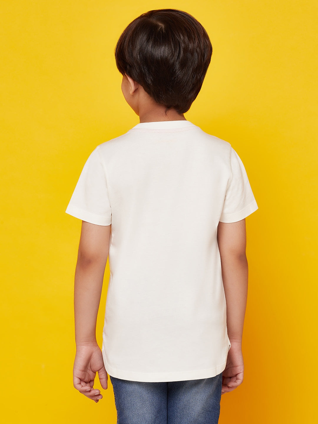Kid Boys White Round Neck T-Shirt and Black Logo Shorts Set