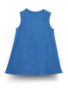 Girls' Blue Sleeveless Dress with Playful Giraffe Embroidery