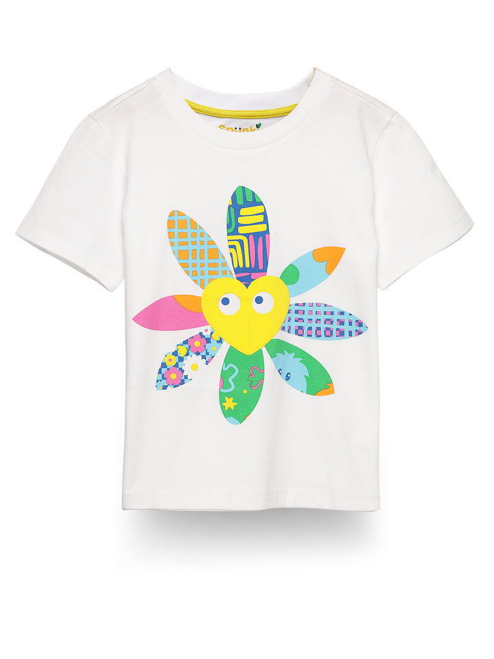 Classic white fancy printed girls top