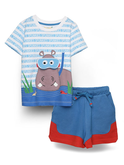 Cute hippo-printed Cotton jersey boys set