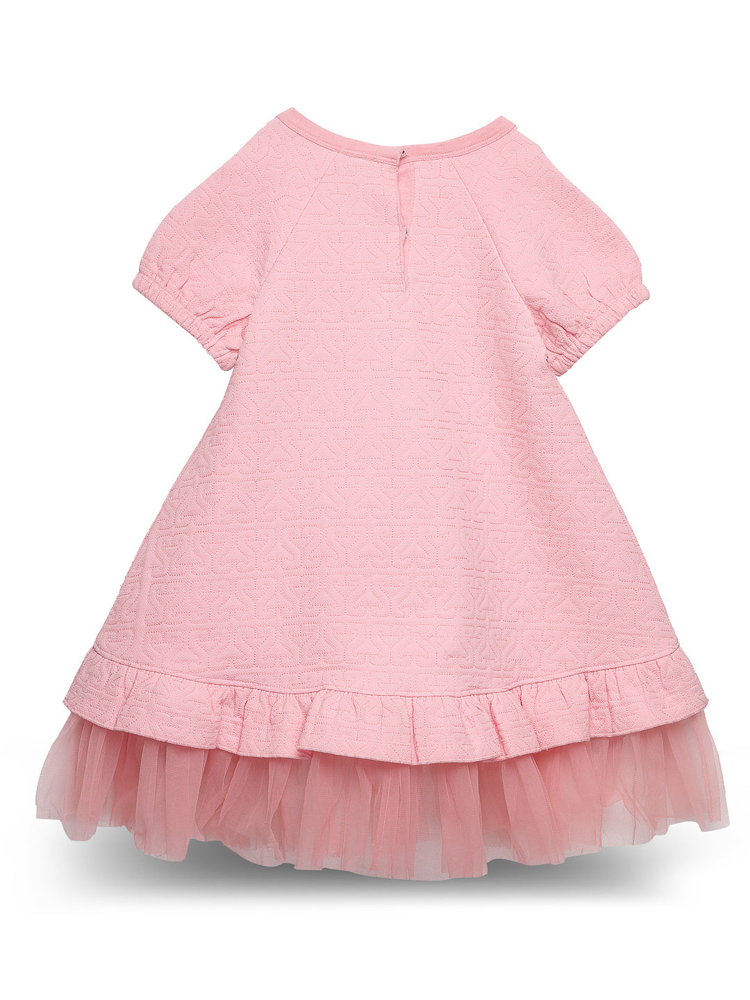 Pink Textured Dress with Ruffled Hem