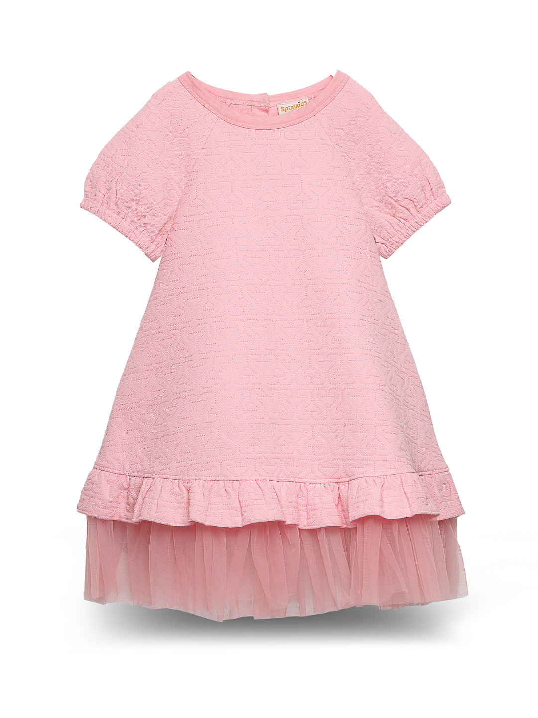 Pink Textured Dress with Ruffled Hem