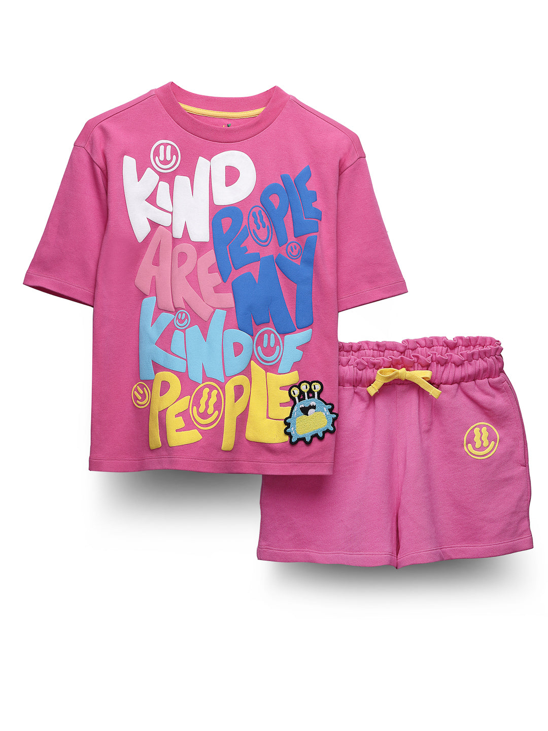 Jazzy pink front printed girl sets