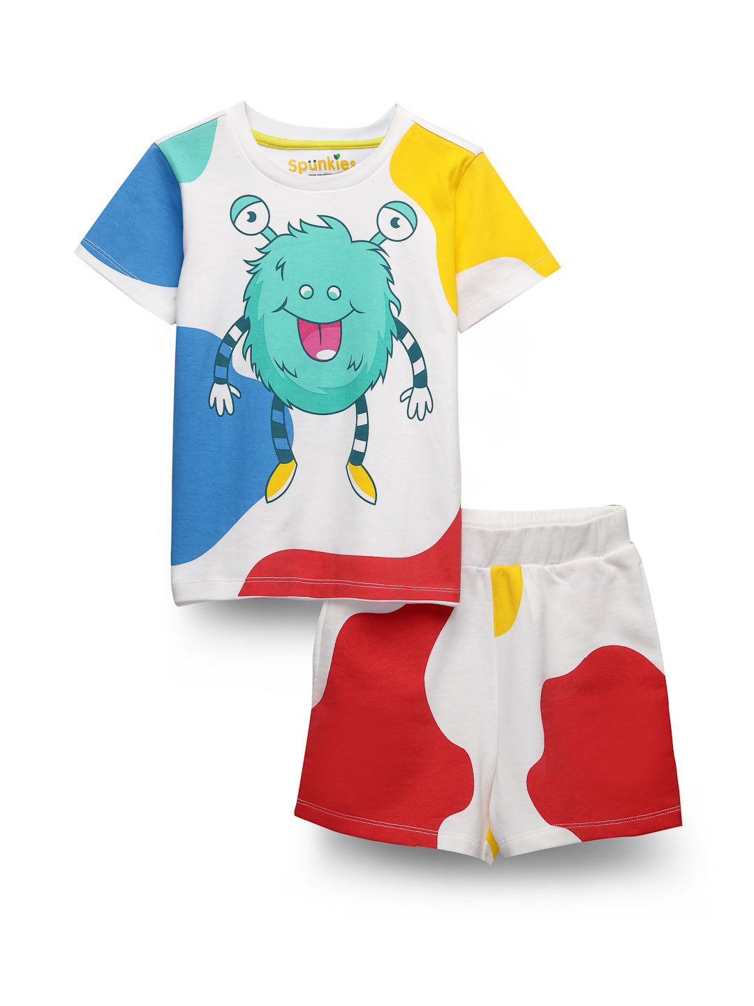 Soothing White Happy Monster Printed Unisex Sets