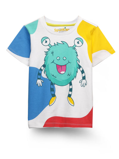 Soothing White Happy Monster Printed Unisex Sets
