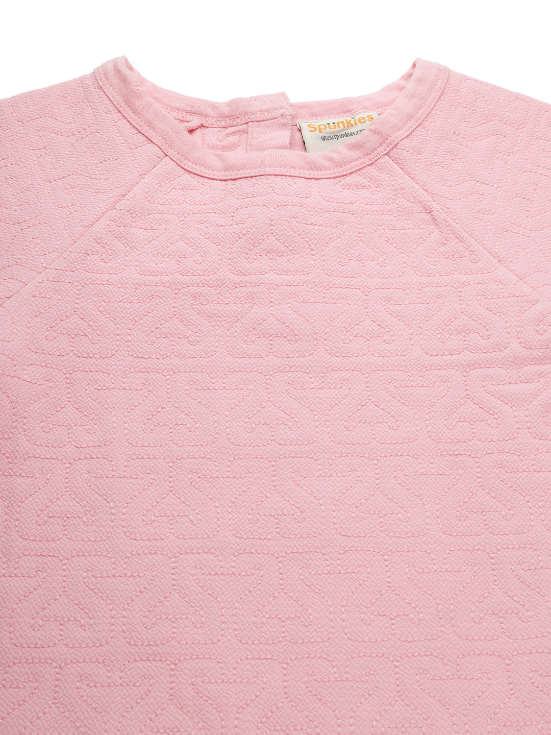 Pink Textured Dress with Ruffled Hem