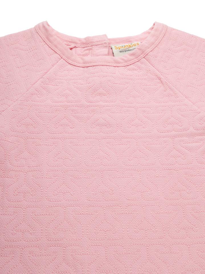 Pink Textured Dress with Ruffled Hem