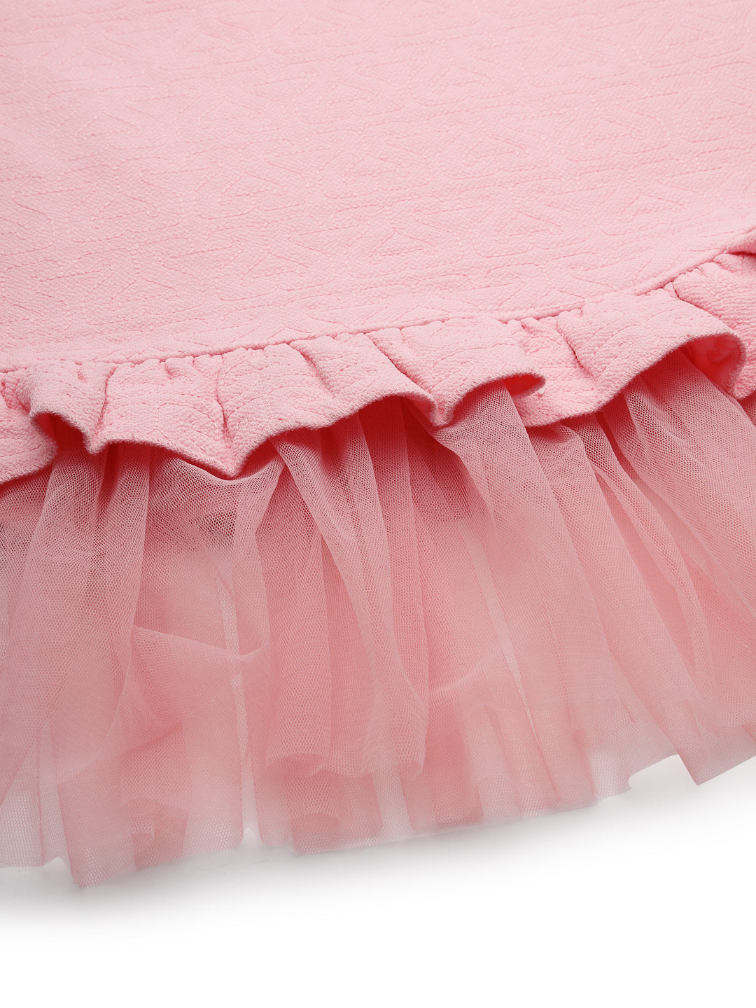 Rosy Pink Partywear Jacquard Girls Dress