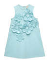 Aqua Sleeveless 3D Floral Dress