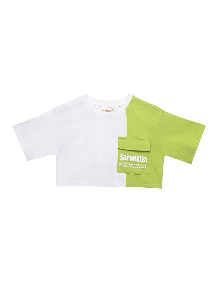 Fashionable Cut & Sew Half-Sleeved 100% Cotton Top