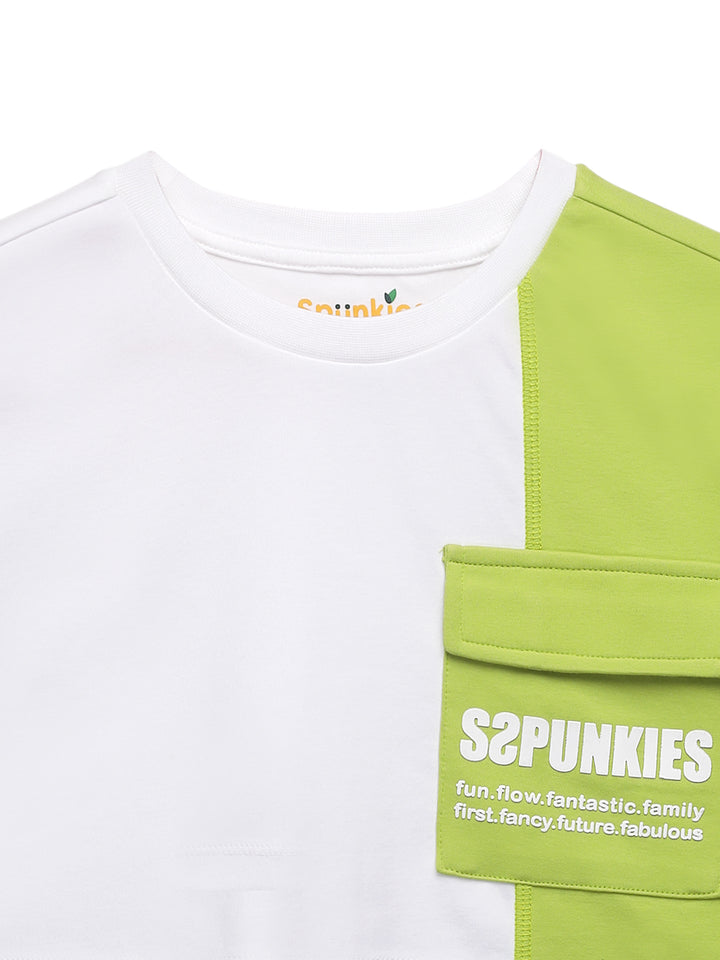 Fashionable Cut & Sew Half-Sleeved 100% Cotton Top