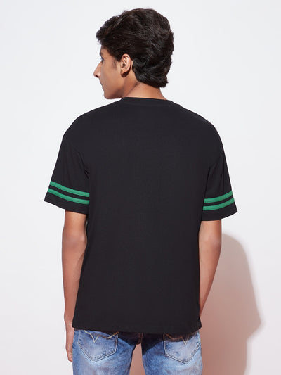 Teen Boy Snoopy Round Neck  Black Colour Oversized T-Shirt