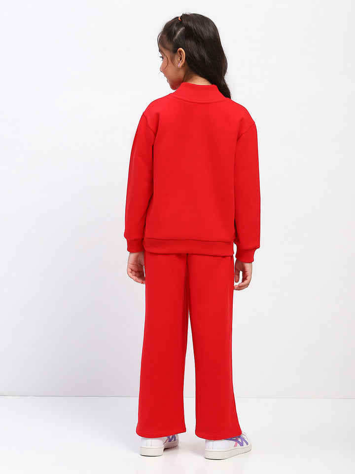 Girls Red Long Sleeve Sweatshirt Set