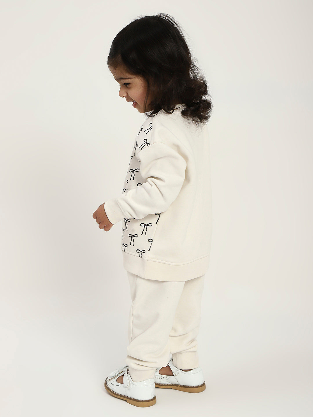 Kids white Long Sleeve Sweatshirt and Jogger Set