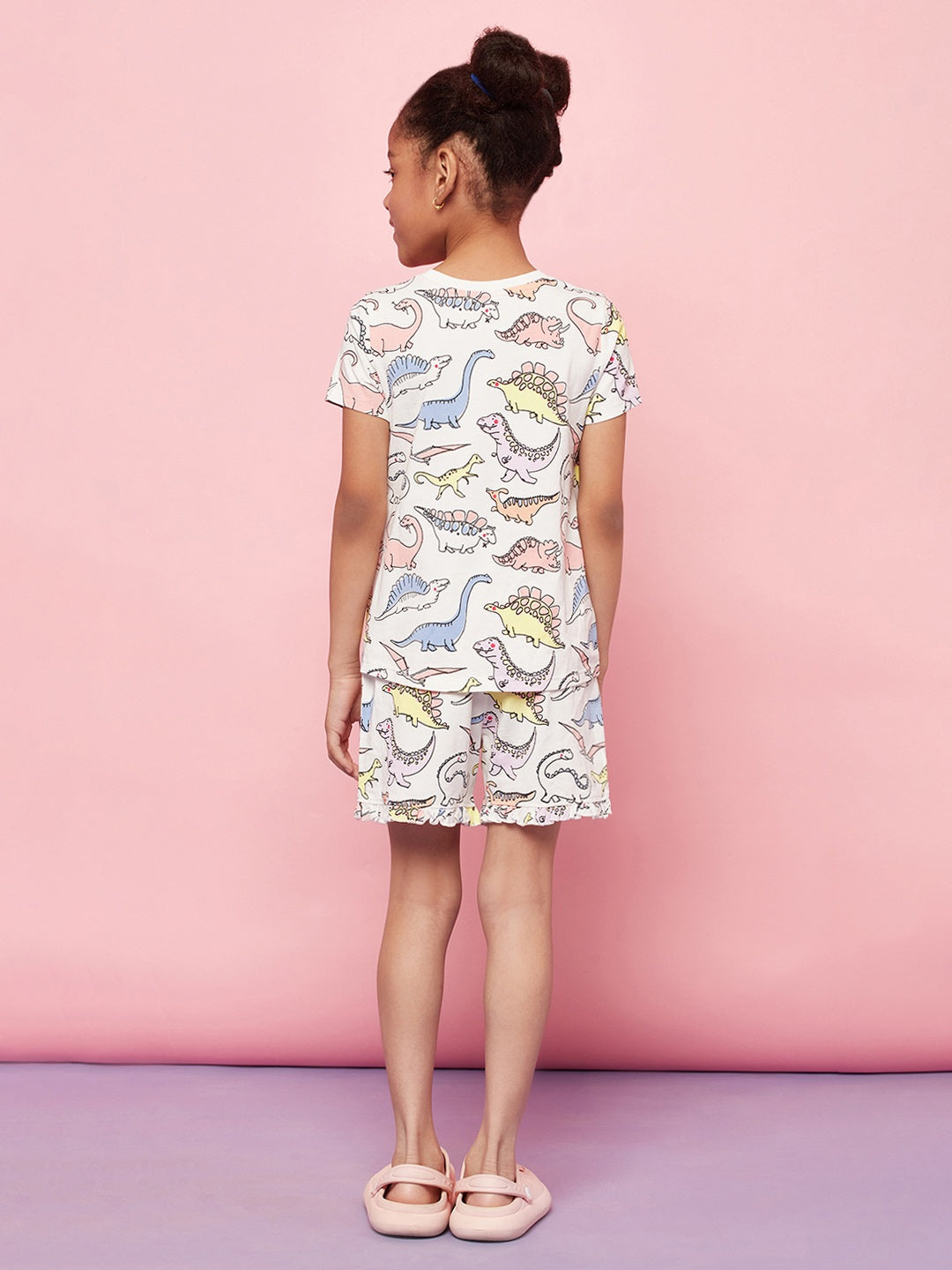 Dino Print Night Suit For Kid Girls