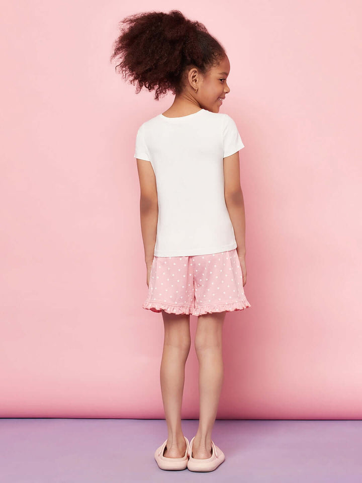 Swan Print Night Suit For Kid Girls