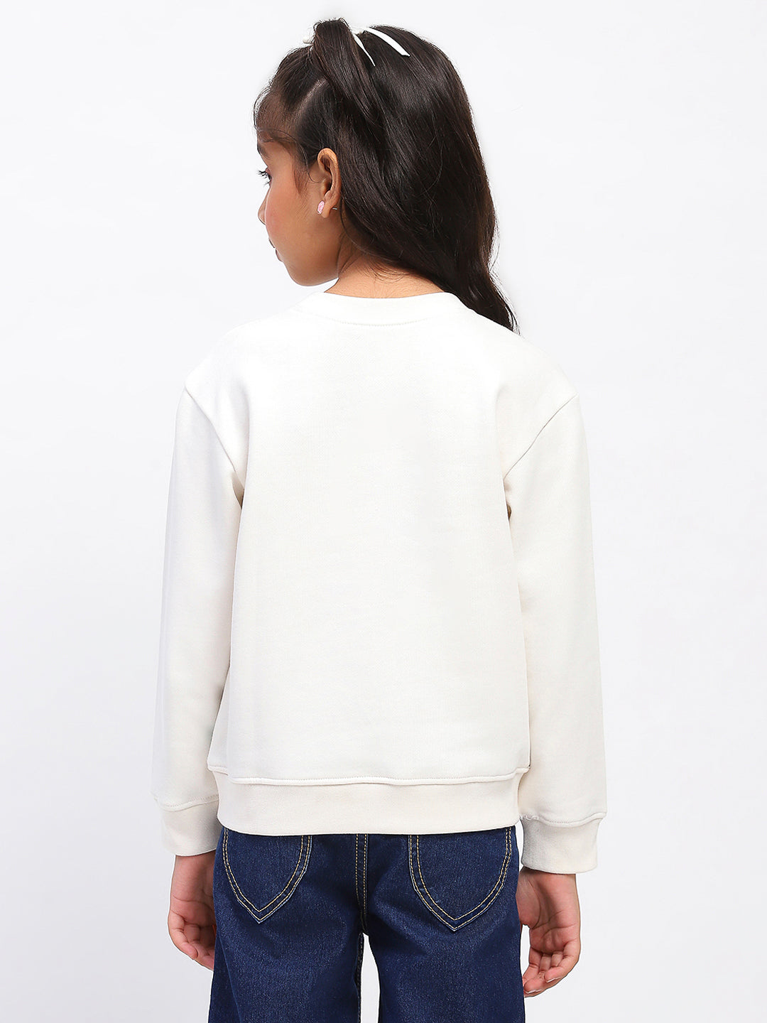 Girls White Long Sleeve Animal Print Sweatshirt