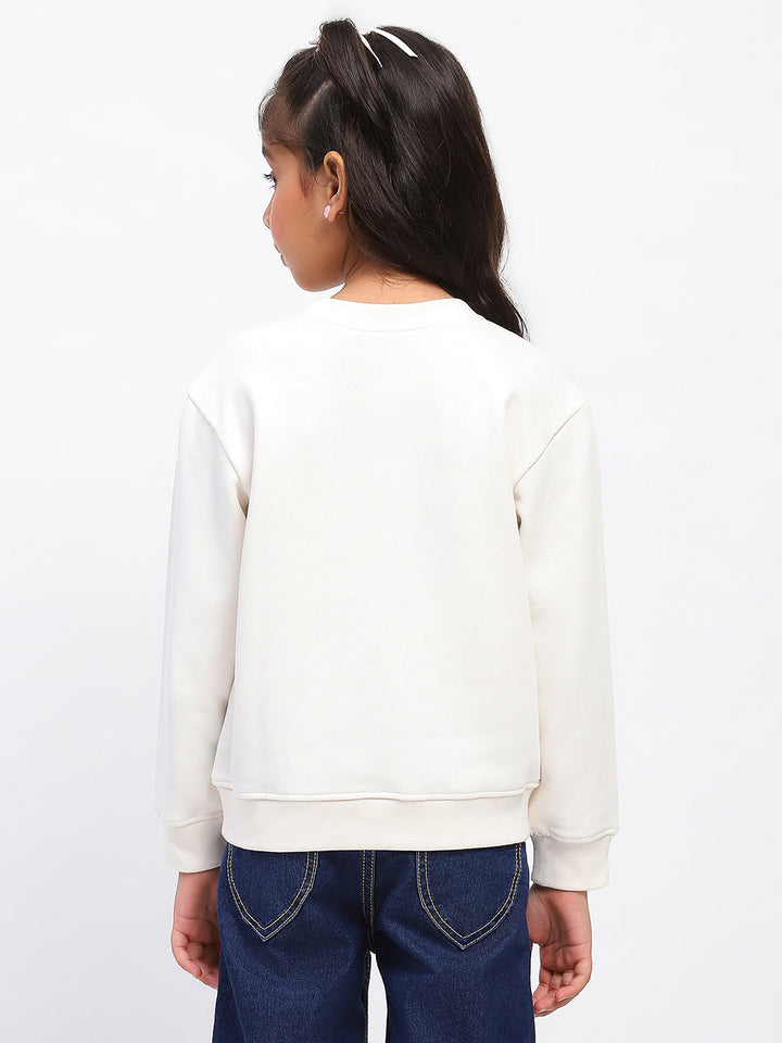Girls White Long Sleeve Animal Print Sweatshirt