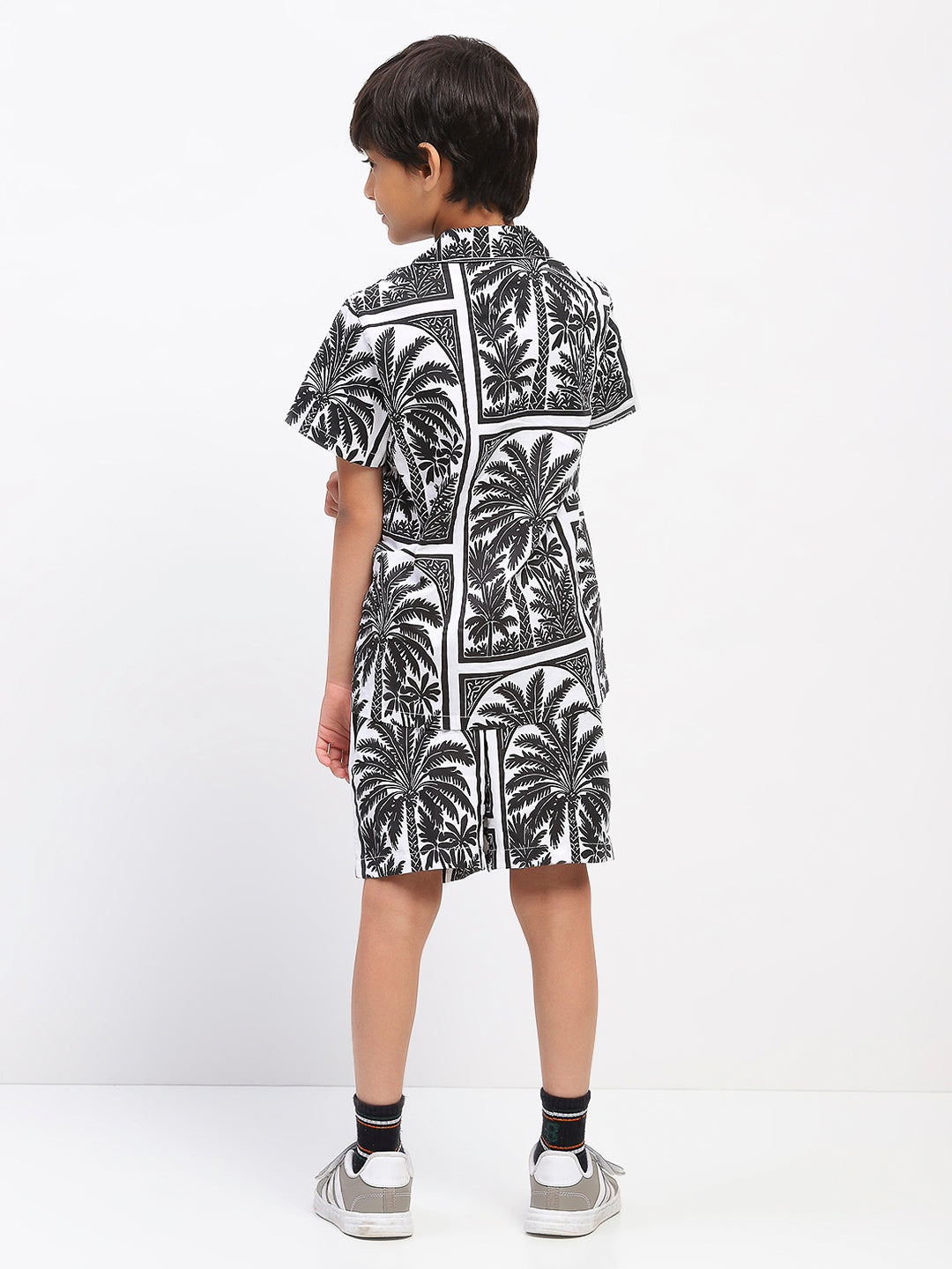 Boys White Palm Tree Print Co-Ord Set
