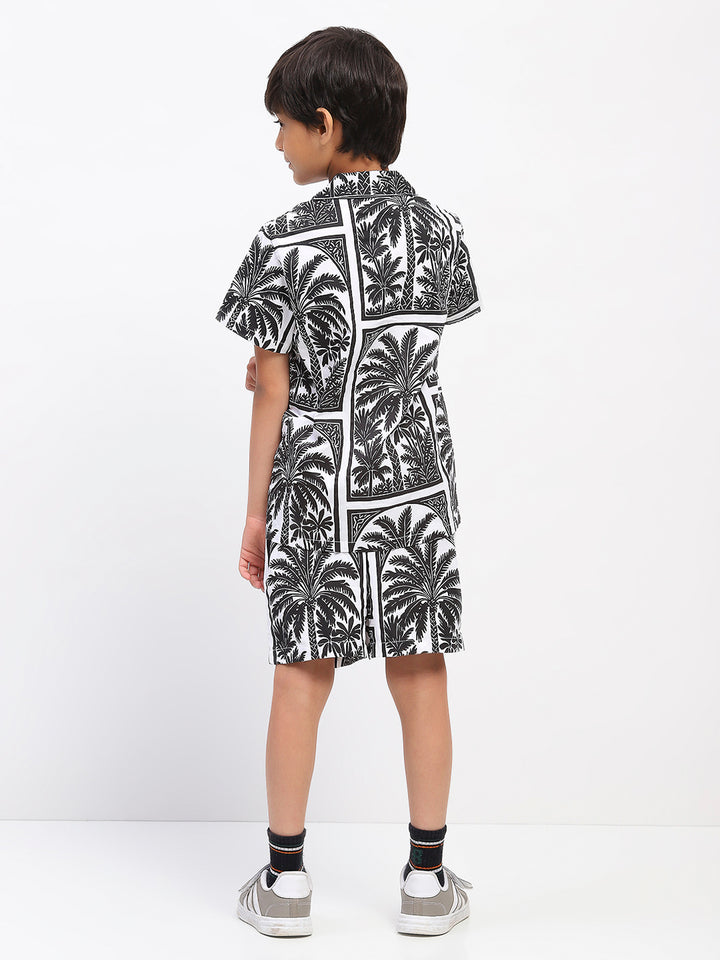 Boys White Palm Tree Print Co-Ord Set