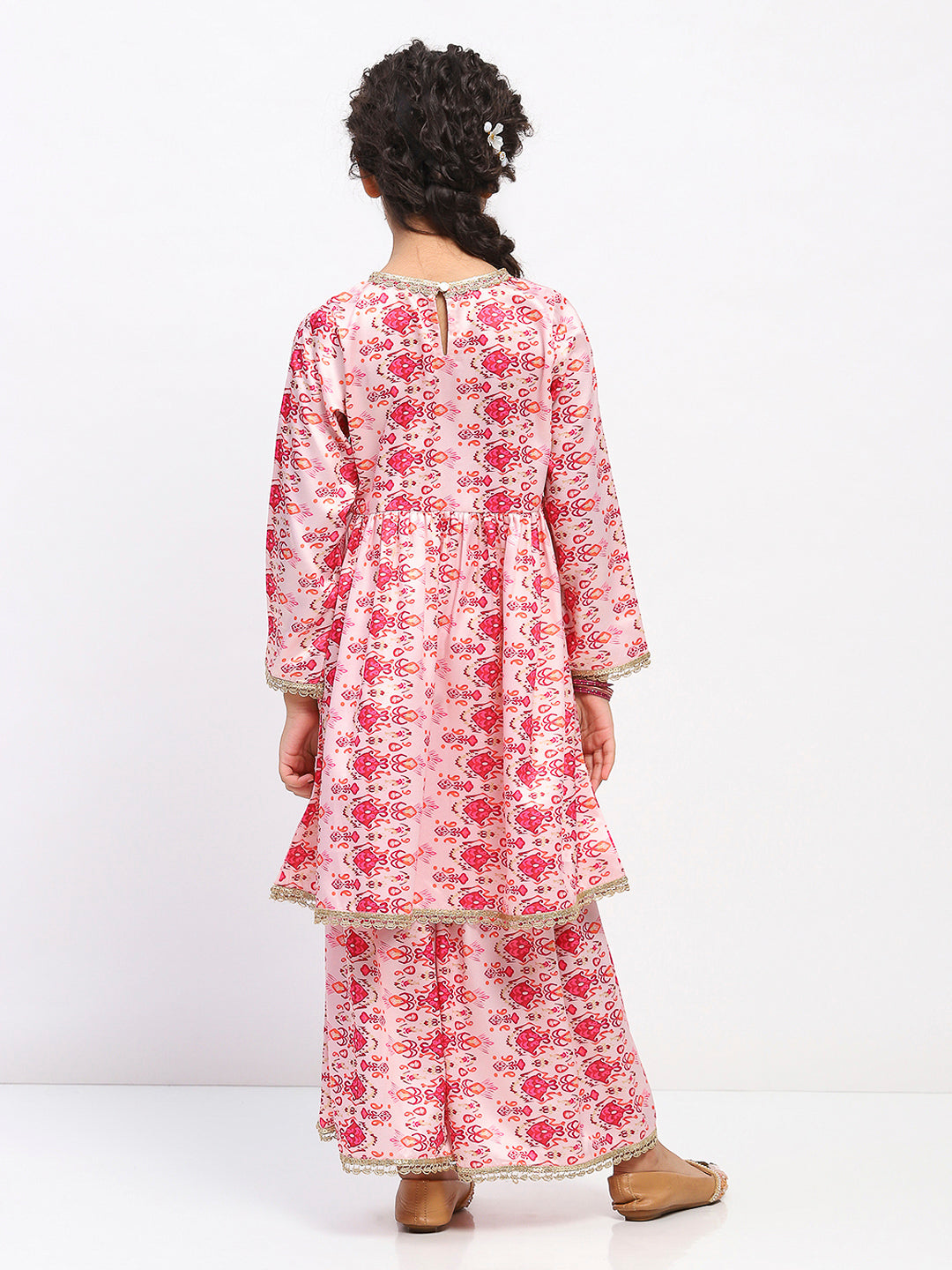 Girls Full Sleeve Printed Anarkali Kurta and Palazzo Set