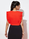 Red Ruffle Stretch Ribbed Top