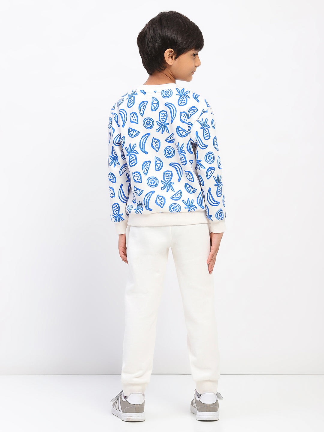 Boys White Long Sleeve Printed Sweatshirt Set