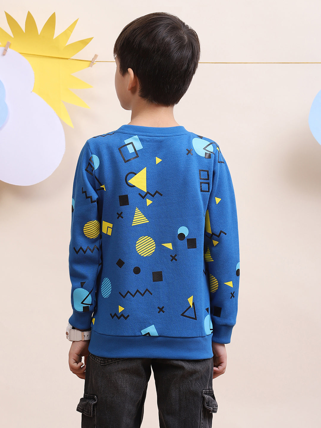 Boys' Blue Cartoon Graphic Sweatshirt - "Let's Play the Game" Design