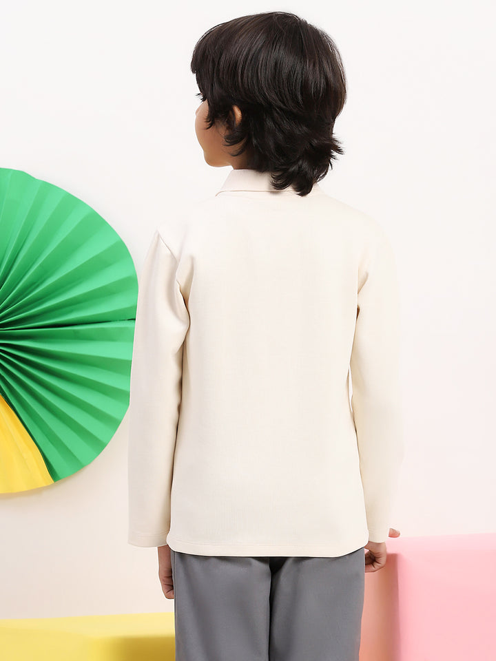 Boys' Long-Sleeve Graphic Polo Shirt with Colorful Appliqu?? Details - Fun & Stylish