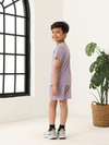 Spunkies Unisex Purple Solid Crew Neck Short Sleeves T-Shirt and Shorts Set