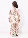 Girls Off white Floral Print Ethnic kurti and sharara Set